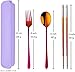 DOBUYOO 3 PCS Outdoor Flatware Set Fork Spoon Chopsticks/Travel Flatware Set with a Case, Red