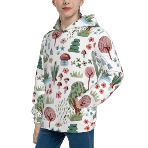Frog and Forest Plants Kid Hoodies Boys Sweatshirts Girls Pullover with Pocket2