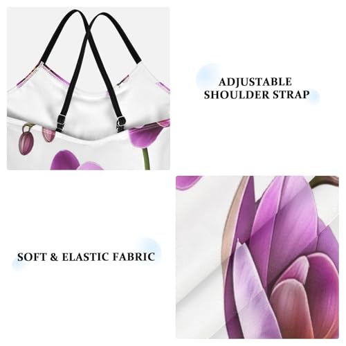 Girl Bathing Suits Beach Bathing Suits Girls 3-10 Y with Adjustable Shoulder Strap, Purple Orchid Flowers White3