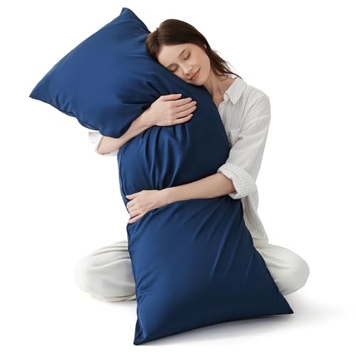 Bedsure Body Pillow Cover - Navy Long Cooling Pillow Cases, 100% Rayon Derived from Bamboo, Cool Body Pillowcase with Envelope Closure for Women, Men, 1 Pack, 20x54 Inches