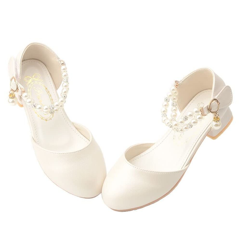 GOJERP Toddler Flower Girls Dress Shoes Wedding Party School Glitter Low Heel Mary Jane Princess Pumps Sandals for Little Kids