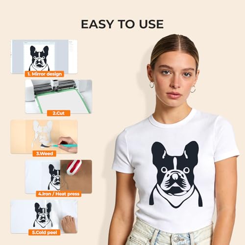 Image of HTVRONT Heat Transfer Vinyl-12 x 10FT Camel HTV Vinyl for T-Shirts, Iron on Vinyl Roll for All Cutting Machines - Easy to Cut & Weed Vinyl Heat Transfer (Camel)