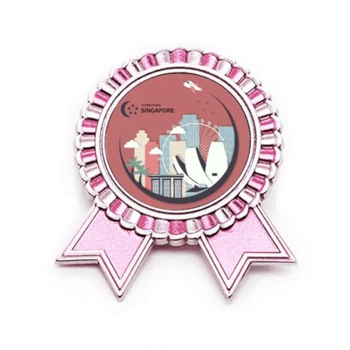 Broche Singapour lune rose métal M le cadeau idéal pour passionnés d'Asie