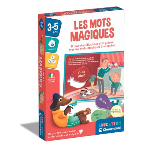 Clementoni | Les Mots Magiques | Contient 1 Fleur avec 8 pétales, 8 Planches, 14 jetons et 1 Guide. | 3 Ans | 52790 Clementoni | Les Mots Magiques | Contient 1 Fleur avec 8 pétales, 8 Planches, 14 jetons et 1 Guide. | 3 Ans | 52790