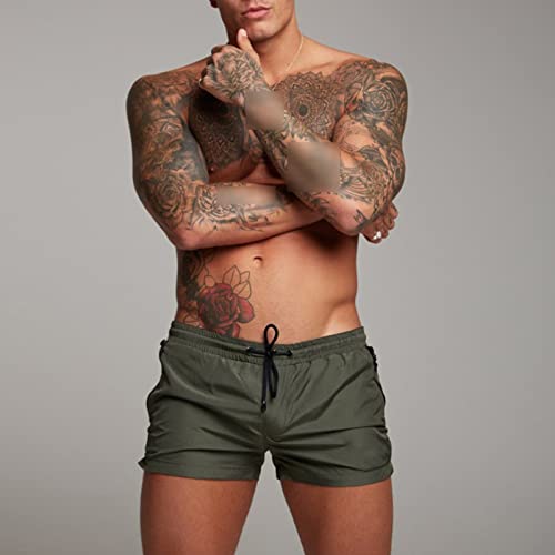 Maiyifu-GJ Men's Mesh Lining Beach Shorts Quick Dry Swim Trunks Swimwear Gym Workout Athletic Short Pants Zipper Pockets2