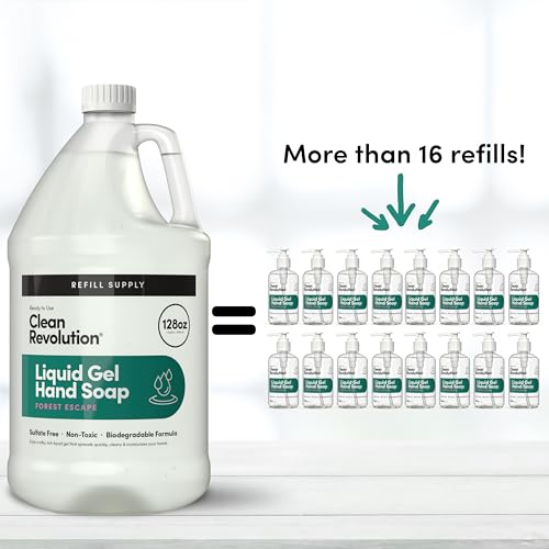 Image of Clean Revolution Liquid Gel Hand Soap, Silky Rich Liquid, Quick Lather, Fast Rinsing, Contains Real Essential Oils (Forest Escape) 128 Fl Oz