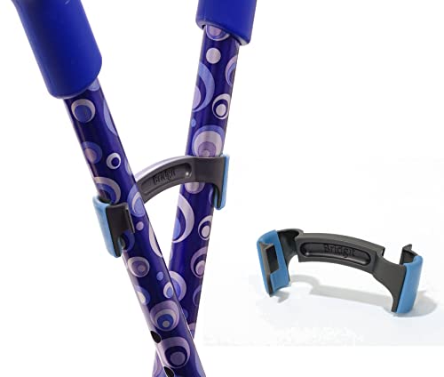 Bridgit - Gehstock- und Krückenhalter mit Hakenclip - Verbinden Sie Ihre Krücken miteinander und verhindern Sie dass sie herunterfallen - Blau