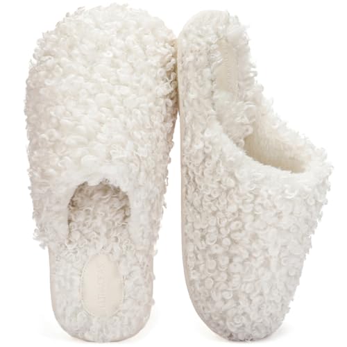 ULTRAIDEAS Women's Fuzzy Slip-on Slippers, Cozy Indoor House Shoes with Memory Foam