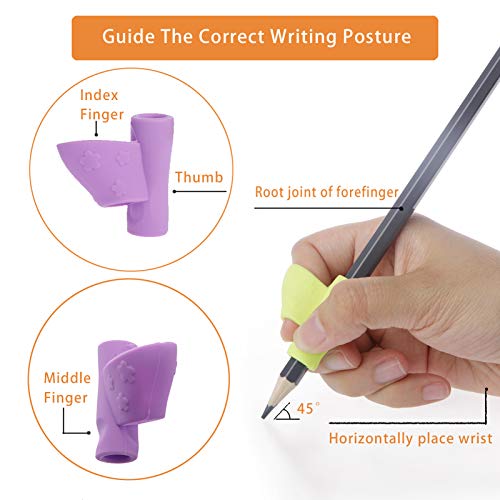 Booshow UK-BLJS-0326-407 Pencil Grips - 10 Pack Kids Ergonomic Training Pencil Grippers Preschoolers Handwriting Aid Grip Set Posture Correction Tool thumb #1
