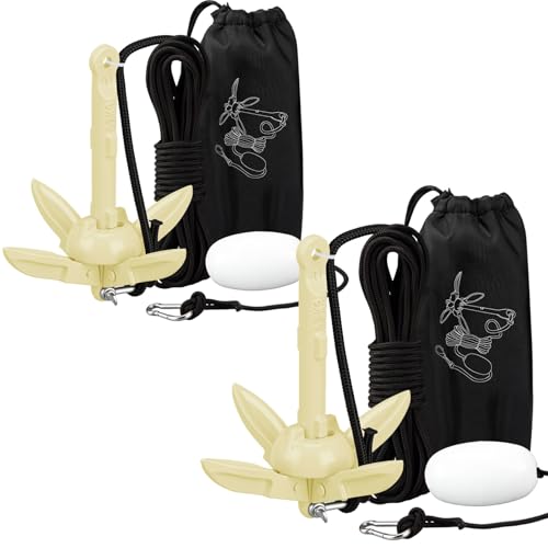 Image of Lounsweer 2 Pack 1.5 /3.5 lb Marine Kayak Anchor Kit Folding Grapnel Anchor Kit Boat Kayak Fishing Accessories for Small Boats Kayaks Canoe Paddle Boards
