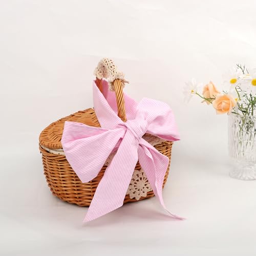 Image of Newborn Swaddle Sash, Soft Cotton Bow Decorative Strap for Swaddles, Adorable Maternity Bow Sash, 70x5.5 Inch, Pink Stripes