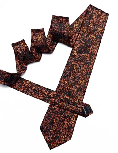 Image of Barry.Wang Floral Ties for Men Flower Necktie with Tie Clip Formal
