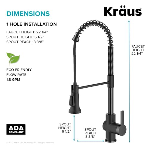 KRAUS Britt Commercial Style Pull-Down Single Handle Kitchen Faucet in Matte Black/Spot-Free Black Stainless Steel, KPF-1691MBSFSB - image 6