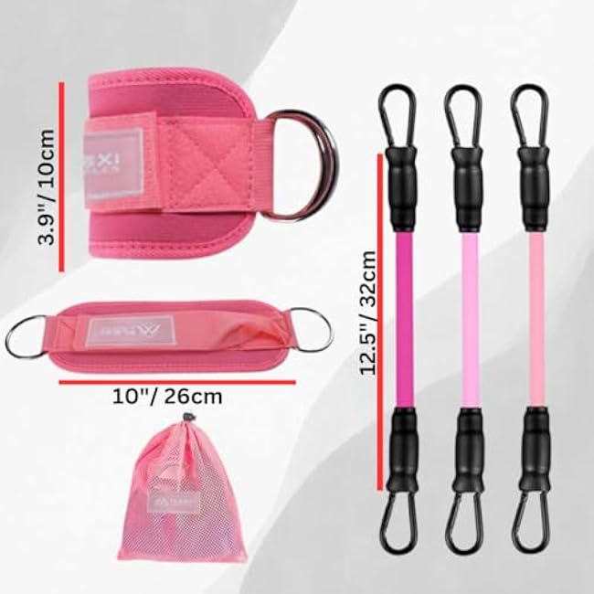 Resistance Bands with Ankle Cuffs for Leg, Glute, and Hip Workouts - Perfect for Kickbacks, Strength Training, and Home Gym Exercises - Fitness Bands for Women.