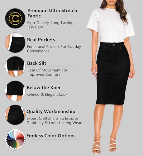 Lexi Womens Super Comfy Hyper Stretch Denim Skirt2