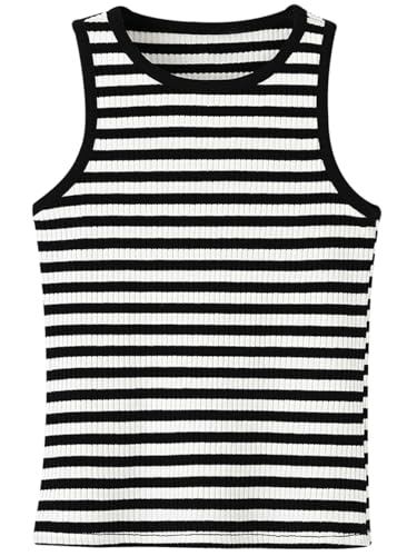 BINIDUCKLING Toddler Tank Top Girls Summer Cute Striped Sleeveless Top 24 Months-8 Years