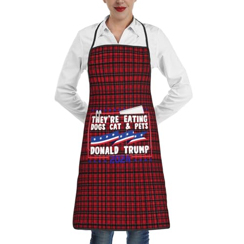 nopicsn They're Eating The Dogs, Eating The Cats Apron for cooking with Pockets Women Men Kitchen Chef Funny Aprons