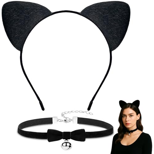 Black Cat Costume Accessories – Cat Ears Headband and Choker