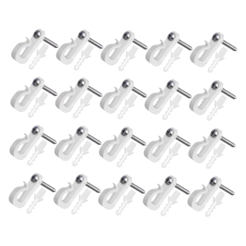 PRETYZOOM 20 Set Outdoor Light Hanger Hooks Plastic Clips for Hanging Lights Wind Chimes and Plants Easy Install Screw in Hooks for Holiday Decor Event Setup