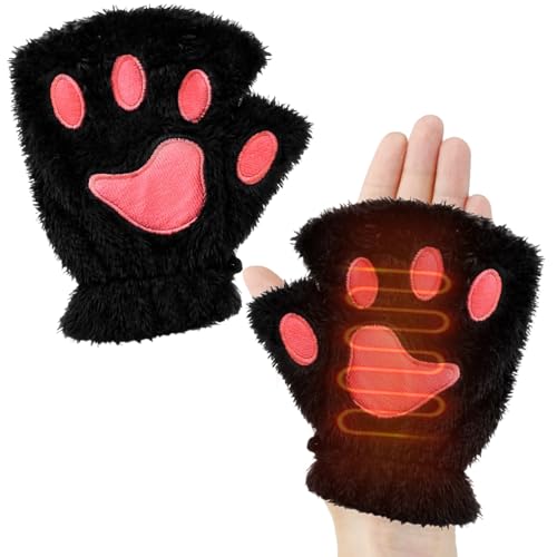 Guantes calefactores para mujer con USB en forma de pata de gato