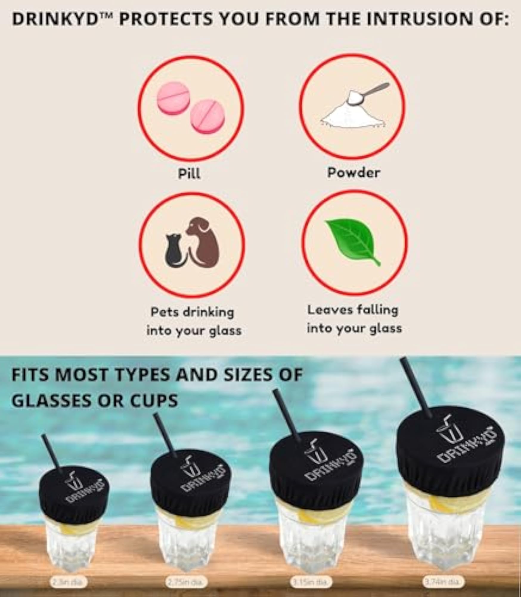 The Drink Cover for Alcohol Protection, Washable & Reusable
