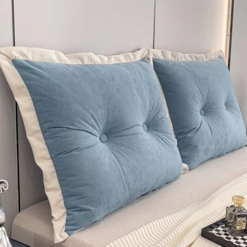ブルー,Twin/100cm,大型ヘッドボードクッションベッドサイドピロー 二人用ソファ背もたれ、無地のウォールピロー 取り外し可能な全長ボルスターベッドサポートピロー 寝室用デイベッド・二段ベッド用