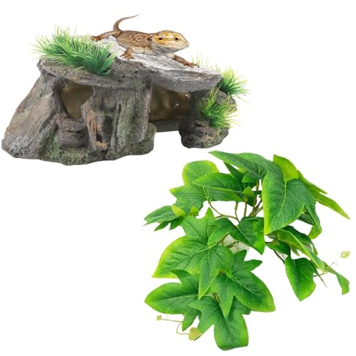 Archnote 爬虫類 シェルター レオパ カナヘビ トカゲ 亀 浮島 陸地 人工植物 葉 飼育 隠れ家 イモリ 水槽 テラリウム ビバリウム セット