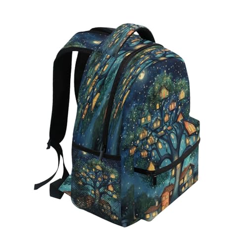 House Tree Moon Backpack for School Boys Girls Adults Kids Bookbag Laptop Bag 15L2