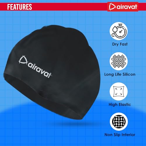 Image of AIRAVAT Hydro 0027 Swimming kit, Swimming Set With Swimming Goggle Nose & Ear Plug And Swim Cap | Optic Quality Poly carbonate Lenses, 100% UV Protection Anti-fog Coated, Ultra Durable (Cyan)