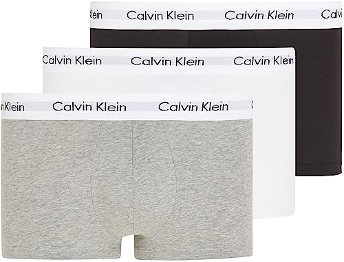 Vestibilità comoda e moderna Calvin Klein Boxer Uomo Confezione da 3 Low Rise Trunks Cotone Elasticizzato, Multicolore (Black/White/Grey Heather), M