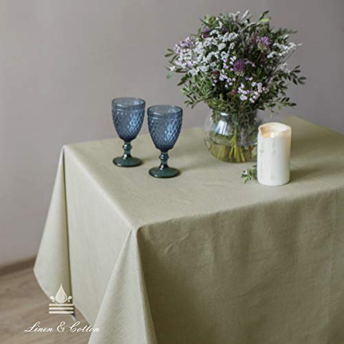 Nappe de table 100% lin Adele beige rectangle 147x240cm chic