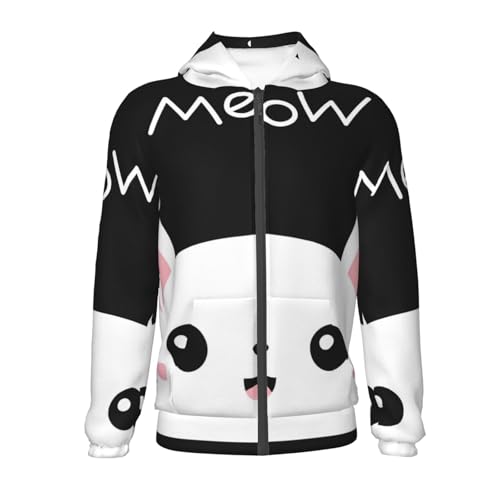 Cat Meow Kids Pullover Hoodies Boys Zip Up Sweatshirts Girls Athletic Clothes with Pocket2