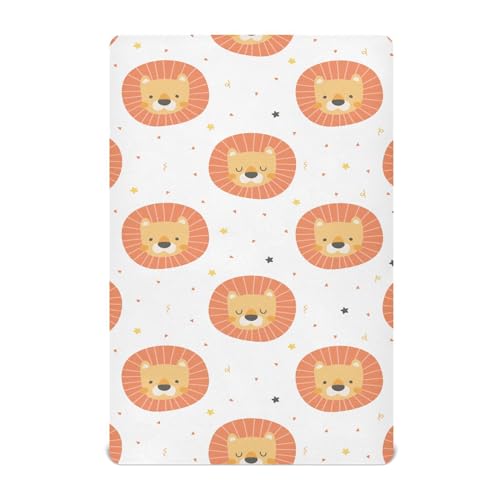 Image of QwThum Crib Sheets Standard Crib Toddler Mattresses Cover Fitted Baby Bed Sheet Breathable Crib Mattress Sheet for Girls Boys 39''x27''x9'' Lion