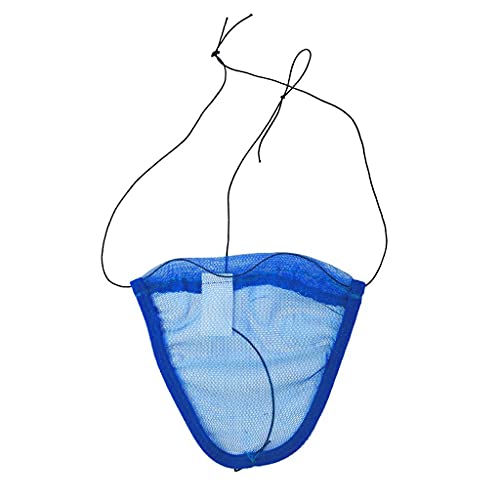 Men Thongs Mesh Pouch Stretch T-Back Thin Lightweight Cool Breathable Underwear Sexy Cool Fly Hip G String Adults Blue