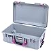 Silver Pelican 1535 Air case with Magenta Handles & latches. Comes Empty & with Wheels.