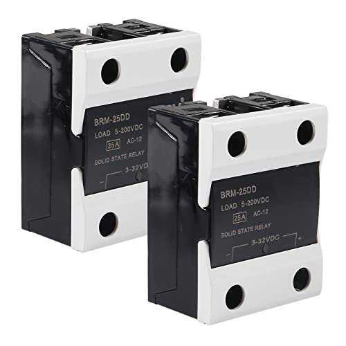2 Pcs Solid State Relay, Ssr-25Dd Dc To Dc Input 3-32Vdc To Output 5-200V 25A Single Phase Semi-Conductor Relay Module #TOP11