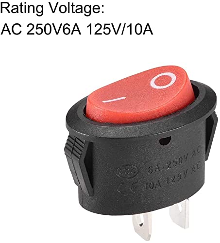 XYWHPGV Boat Rocker Switch SPST Red Oval Toggle Switch Boat Car Marine 2 Pin ON/OFF AC250V / 6A 125V / 10A 2pcs (A9465 accde e64ad c77a0 4a6df