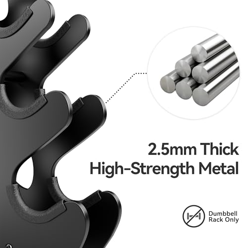 Dumbbell Rack Stand, (Dumbbells Not Included) with Protective Edge Rubber Covers for Home Gym, Compact A-Frame Design Weight Rack with Handle by Josmimic - Image 3