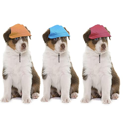 Clzemo Dog Baseball Cap With Ear Holes, 3 Pack Adjustable Dog Visor Hats Sports Caps For Outdoor Sun Protection, Breathable Dog Cooling Hats Pet Sunbonnet Outfit For Small Medium Large Dogs Cats #TOP4