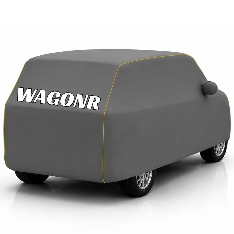 Image of Back-Boo Heavy Waterproof WagonR Car Cover | Polyester Car Body Covers for Rain & Sun | UV Protection, Dustproof, Scratch Resistant, Windproof, Heat Resistant, Custom Fit - (Grey)