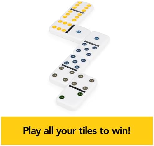 Mexican Train Dominoes Game in Aluminum Carry Case, for Families and Kids Ages 8 and up