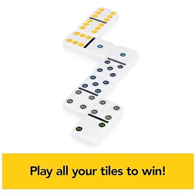 Spin Master Games, Mexican Train Dominoes Set in Aluminum Carry Case, Includes Colorful Trains for Fun-Filled Family Game Night, for Kids & Family, 2-8 Players, for Ages 8 & Up
