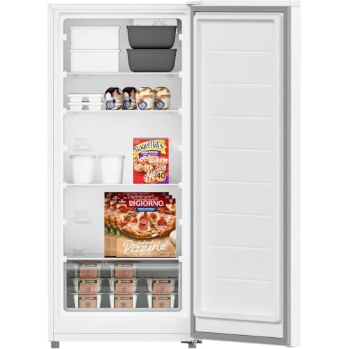 7 Cu Ft Upright Freezer, Convertible Freezer Refrigerator,Convertible Freezer and Refrigerator Modes with Reversible Door, Ideal for Garage, Apartment and Kitchen Storage