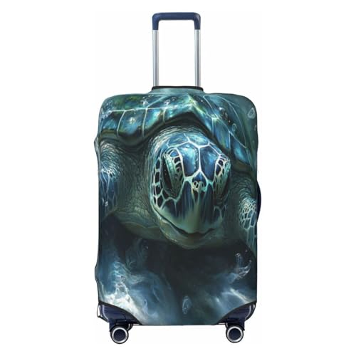The Happiness of Turtles Durable Luggage Cover Suitcase Protector Anti-Scratch Luggage Cover Fits 18-32inch Luggage, Black, Small