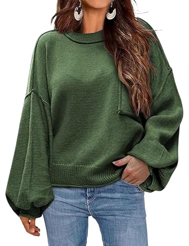 Image of Zeagoo Sweaters for Women 2025 Trendy Fall Fashion Oversized Lantern Long Sleeve Knitted Pullover Tops Outfits