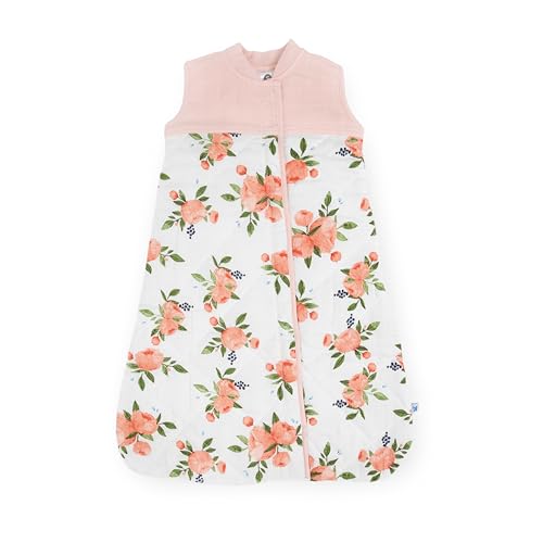 Image of Little Unicorn 6-12 Month Quilted Sleep Sack 2.6 TOG | Soft & Breathable Muslin Cotton for safer sleep | 2 way zipper (Watercolor Roses)