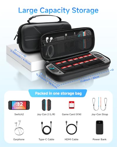 Estuche para Nintendo Switch 2 HolyFort con kit de accesorios 14 en 1 y protectores 3