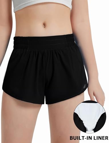 EXARUS Girls Running Shorts Athletic with Liner Workout Zipper Pocket Elastic Waist Sports Track for Kids2