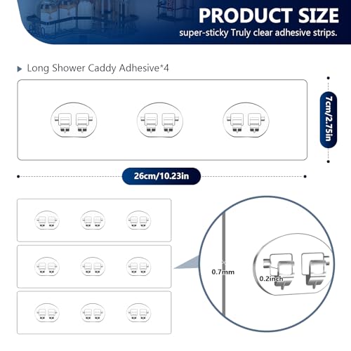 Image of FGSAEOR Adhesive Shower Hooks Strong Stickers for Bathroom Caddies & Kitchen Racks Traceless Shower Caddy Accessories No Drilling Required - 4Pack
