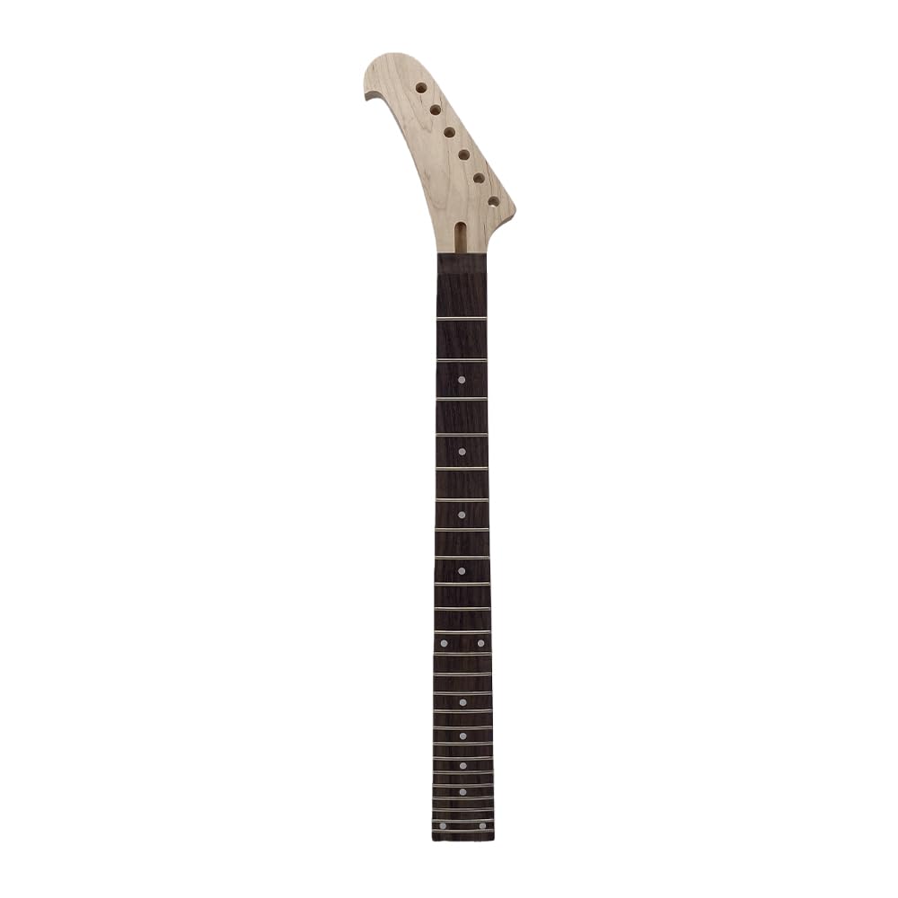 Manico per chitarra a banana per mancini di ricambio, manico in acero a 24 tasti con tastiera in palissandro, dado di bloccaggio, scala da 64,8 cm, tacco imbullonato, regolazione superiore
